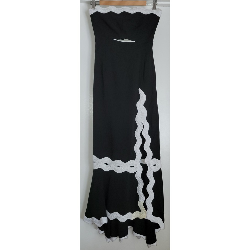 Jonathan Simkhai Womens Strapless Mermaid Shape Dress Black and White Trim
